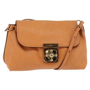 Authentic Chloe Shoulder Bag Leather Orange Gold